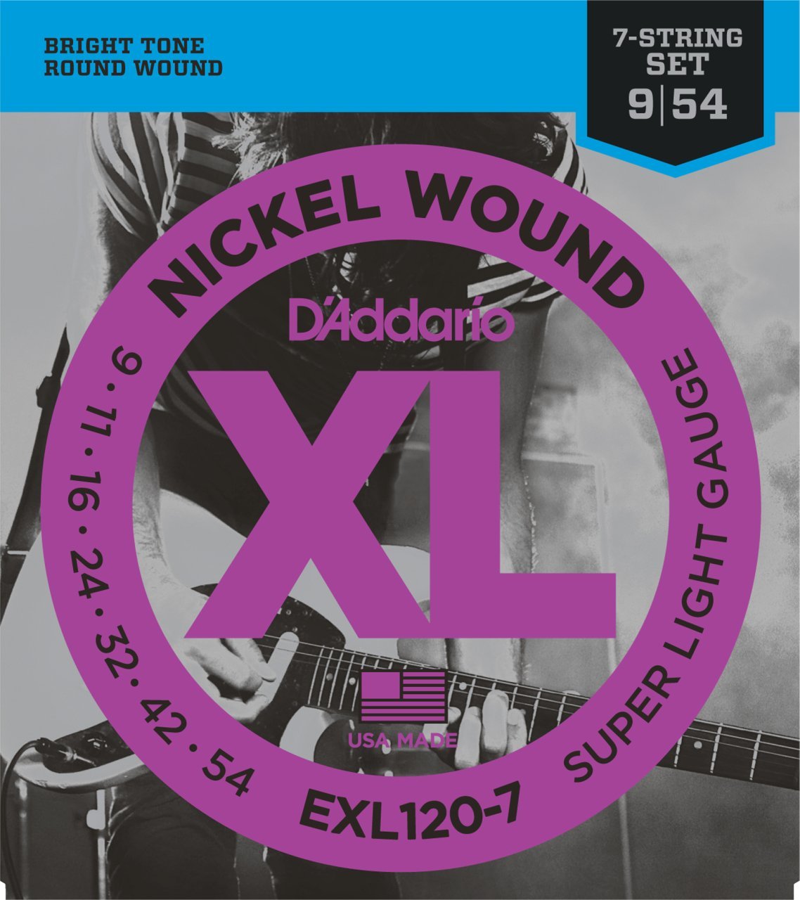 Daddario EXL1207 Elektro Tel Set Super Light 009 7 Telli