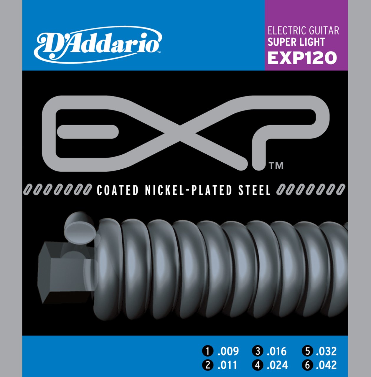 Daddario EXP120 Tel Set Elektro Kaplamalı Sup Light 09