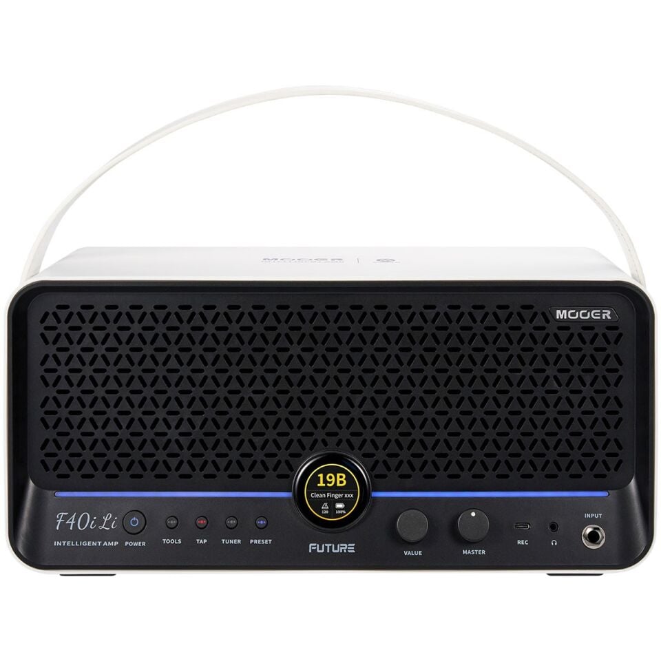 Mooer F40iLI/SWH Şarjlı 40W Stereo Akıllı Gitar Amfisi Snowfall White