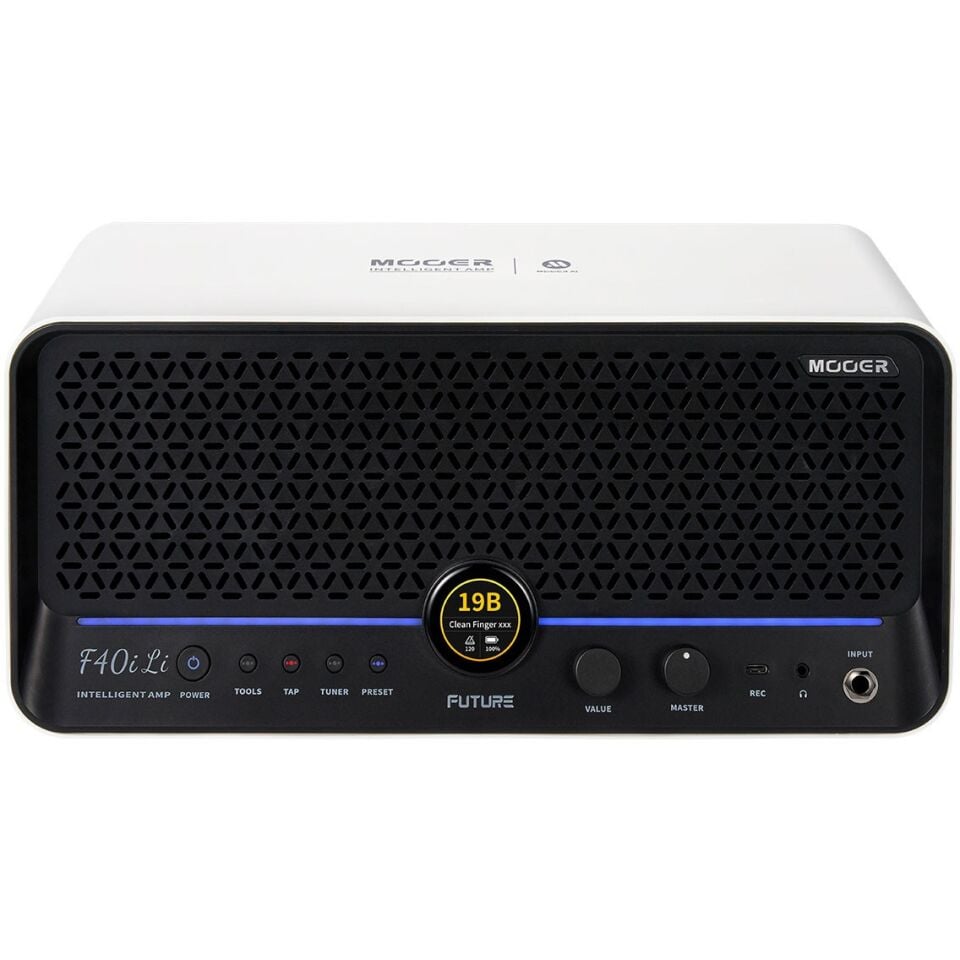 Mooer F40iLI/SWH Şarjlı 40W Stereo Akıllı Gitar Amfisi Snowfall White