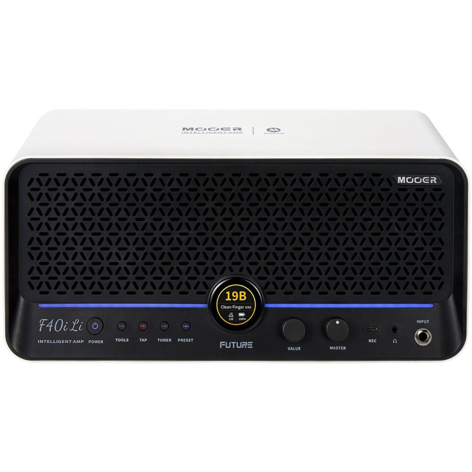 Mooer F40iLI/SWH Şarjlı 40W Stereo Akıllı Gitar Amfisi Snowfall White