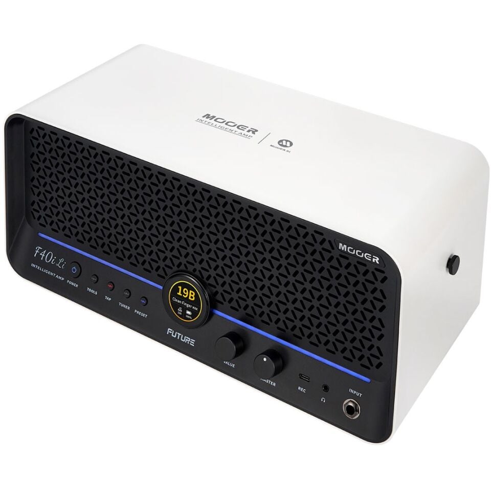Mooer F40iLI/SWH Şarjlı 40W Stereo Akıllı Gitar Amfisi Snowfall White