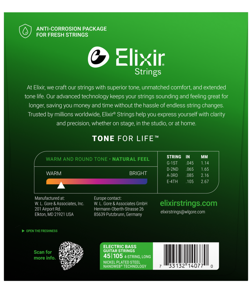 Elixir 045-105 Nanoweb Bas Gitar Teli (14077)