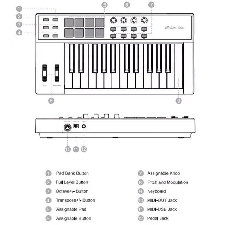 Beisite B25MIDI 25 Tuşlu Midi Klavye