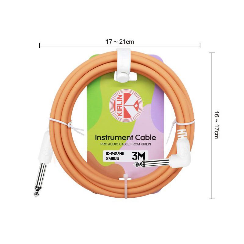 Kirlin 1/4'' Mono Plug - 1/4'' R Angle 3mt. Kablo (IC2423MMG)