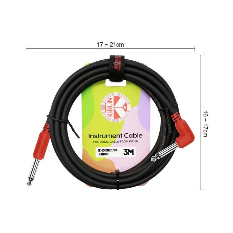 Kirlin 1/4'' Mono Plug - 1/4'' R Angle 3mt. Kablo (IC242RDC3MBK)