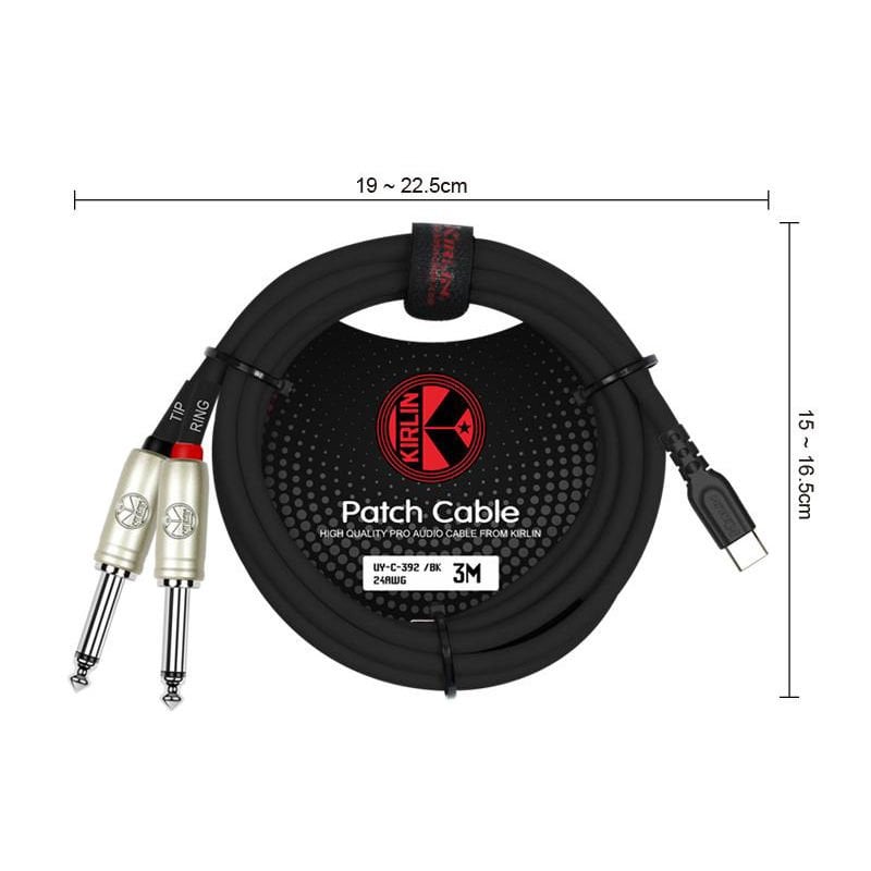 Kirlin 3mt. Type C - 2 x 1/4'' Mono (TIP/RING) Kablo
