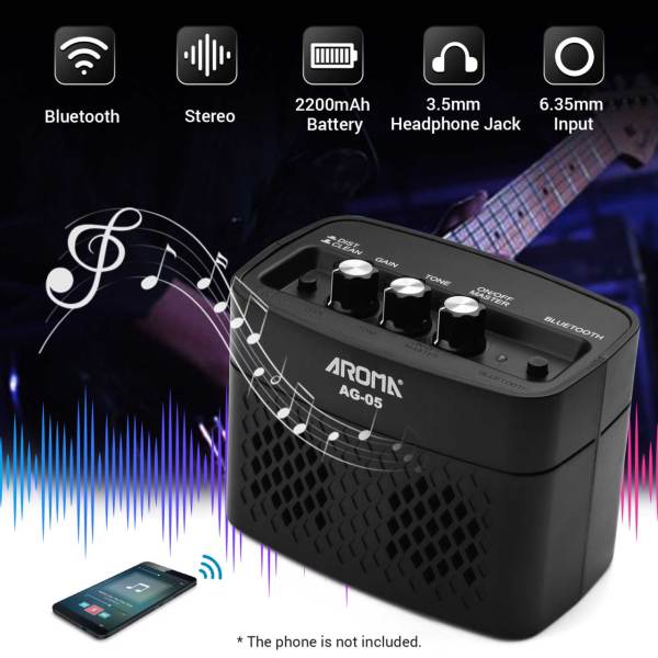 Aroma 5W Bluetooth Gitar Amfisi AG05BK