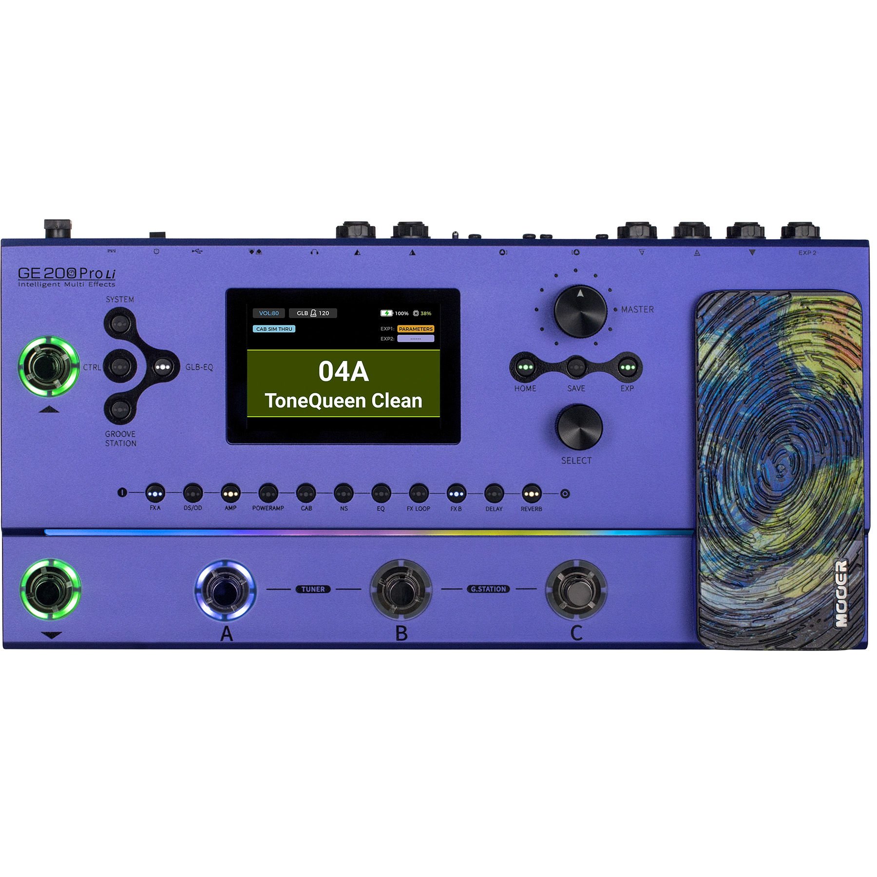 ギター MOOER GE200 Mooer GE200 Pro LI Şarjlı Gitar Efekt Prosesör