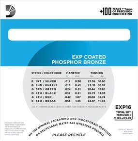 Daddario EXP16 Akustik Tel Set Kaplamalı Light (.012)
