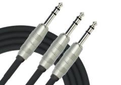 Kirlin LGY3402MBK 1/4 TRS - 2 x 1/4 TRS Jak Kablo 2 mt