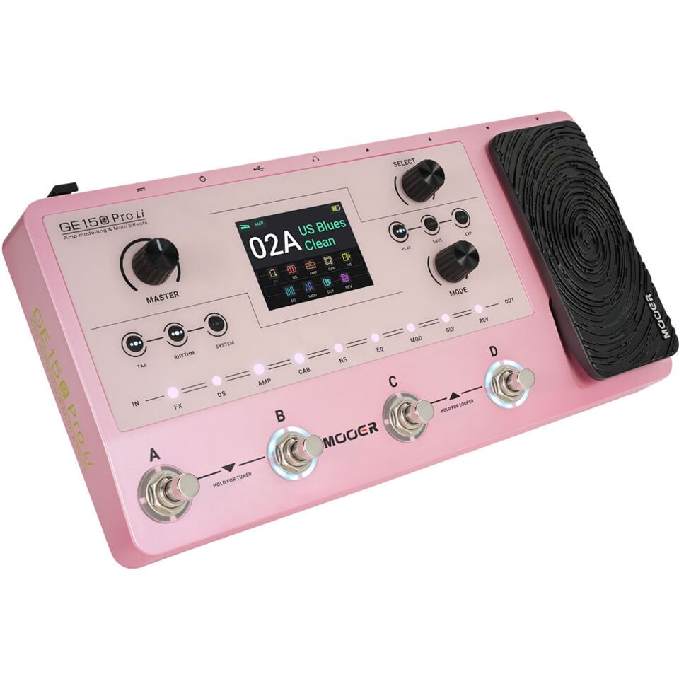 Mooer GE150 Pro (LIPK) Şarjlı Gitar Efekt Prosesörü (Pembe)