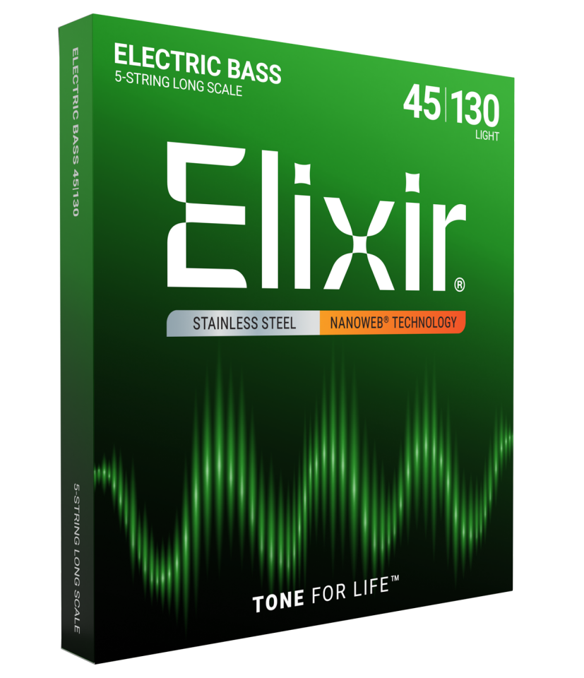 Elixir 045-130 Nanoweb Çelik Sarım 5 Telli Bas Gitar Tel Seti (14777)