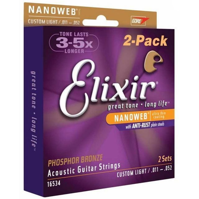 Elixir 11-52 Fosfor Bronz Akustik Gitar 2li Set (16534)