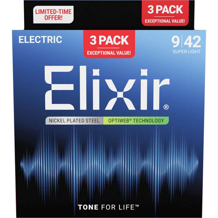 Elixir 009-042 Optiweb Elektro Gitar Teli Ekonomik 3'lü Set (16571)