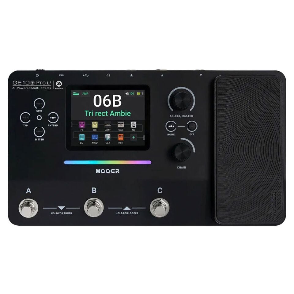 Mooer GE100PRO Li Şarjlı Gitar Efekt Prosesörü (AI ve MNRS/NAM Desteği)