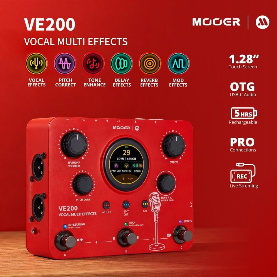 Mooer VE200RD Vokal Efekt Prosesörü