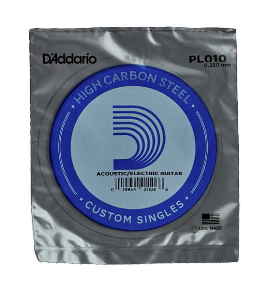 Daddario PL010 Elektro Tek Tel Plain Steel 010 Mi