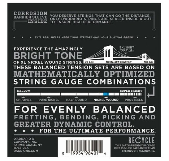Daddario EXL120BT Elektro Tel Set Gtr BAL XL Sup.Lite