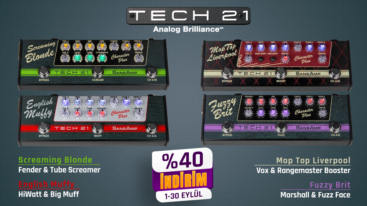 tech21 sansamp gitar pedallarında %40 indirim